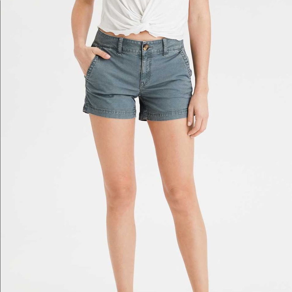 American Eagle Blue Shortie Twill Shorts